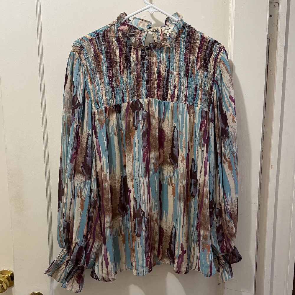 Entro Blue Mixed Colors Top Size Large
